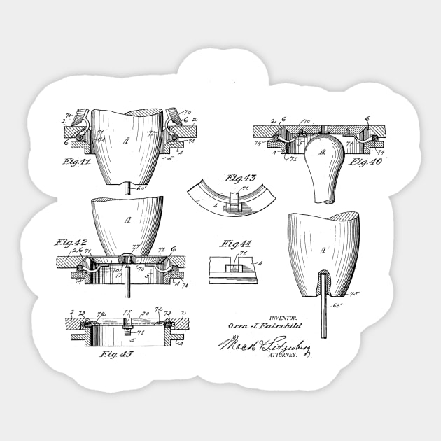 Automatic Bowling Mechanism Vintage Patent Hand Drawing Sticker by TheYoungDesigns